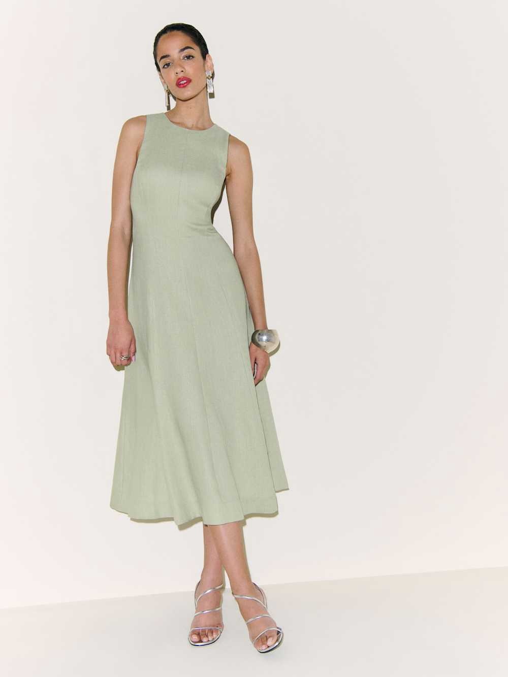 Reformation Davin Linen Dress in Sage
